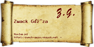 Zwack Géza névjegykártya