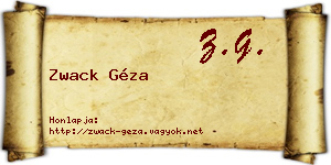 Zwack Géza névjegykártya
